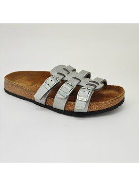 Birkenstock Birki's Xenia Women's Size 6 US  Sandals Birko-Flor Silver Slide